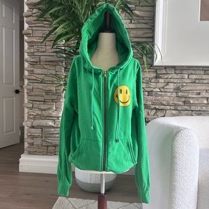 Limited Edition - Aviator Nation Smiley 2 Green Hoodie size Large -  gently worn